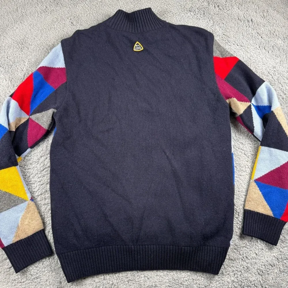 Louis Castel Mens Wool Blend Golf Sweater Elbow Patch Color‎ Block 100 Size M